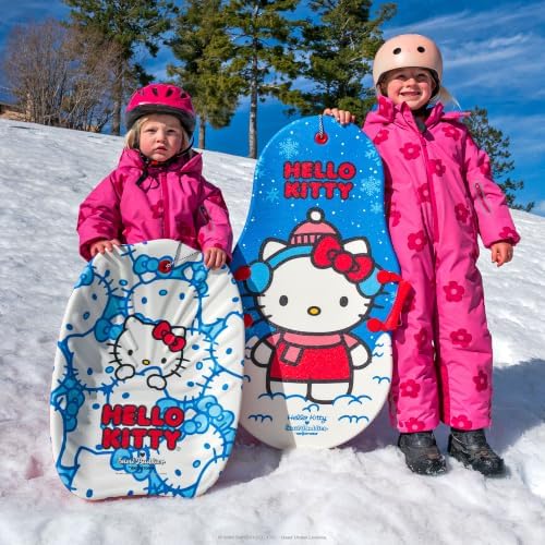 Hello Kitty and Snow Buddies by Sno-Storm Sled with Handles and Tow Rope | Graphic top Deck with High Density Slick Bottom | 3D Molded Foam Construction | Outdoor use for Winter | Snow Sled 2PK