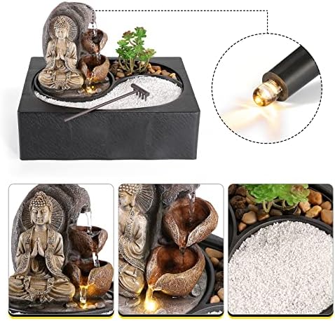 Dyna-Living Indoor Water Fountains Tabletop Water Fountain with Warm Light