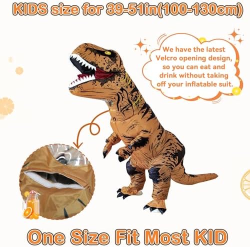 Servllcell Inflatable Dinosaur Costume for Kids/Teens,Halloween Costumes T Rex Blow Up Costumes for Boys Girls,Cosplay Party