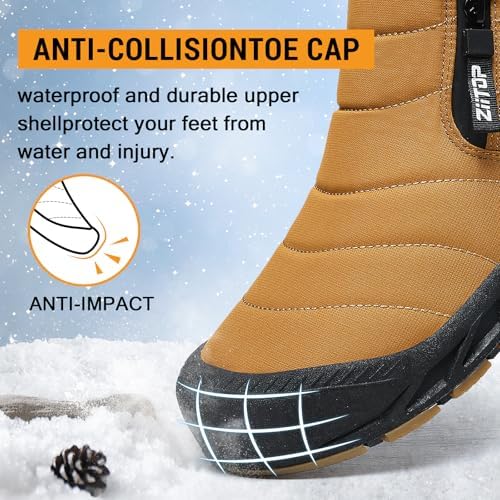 ziitop Snow Boots Mens Waterproof Winter Boots Fur Lined Warm Ankle Boots