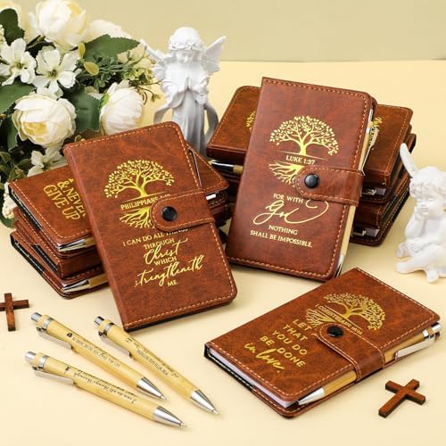Spakon 60 Pcs Christian Prayer Journals with Pens, English Tree of Life