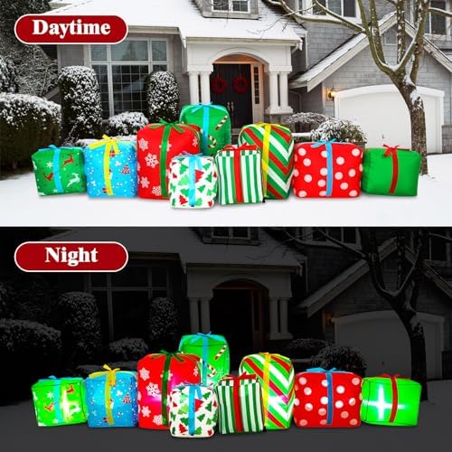 Sosation 9FT Christmas Inflatable Gift Boxes with LED Lights Outdoor Decor