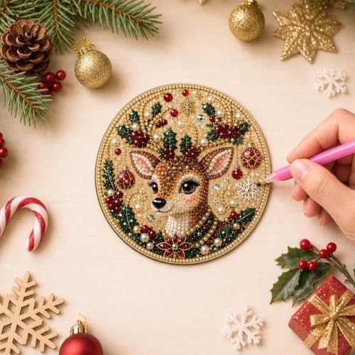 6PCS Christmas Ornaments DIY Pearl Diamond Art Kits for Adult Holiday