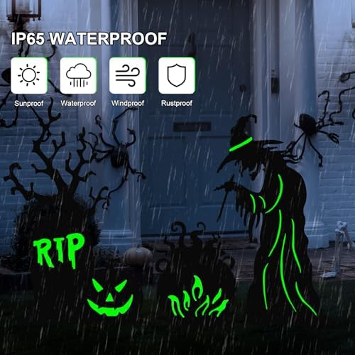 BRIGHTDECK 3 Pcs Halloween Witch Yard Signs Metal Stakes Outdoor Decoration