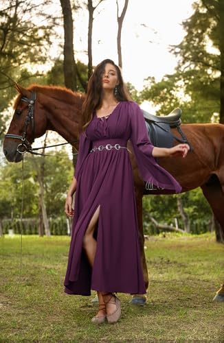 Scarlet Darkness Renaissance Costume Women Pirate Medieval Maxi Dress