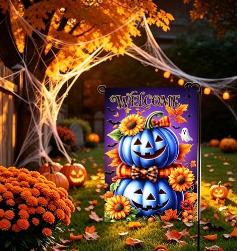 Halloween Welcome Garden Flag 12x18 Double Sided for Outside