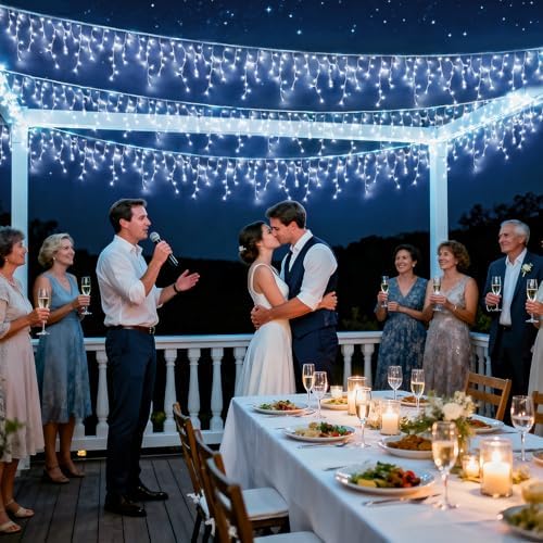 JMEXSUSS 38.8ft 400 LED White Icicle Lights, Christmas Lights Outdoor