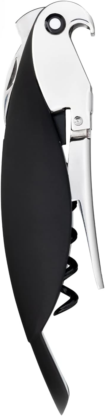 Alessi AAM32 B Parrot - Sommelier Design Corkscrew, Cast Aluminum and PC, Black