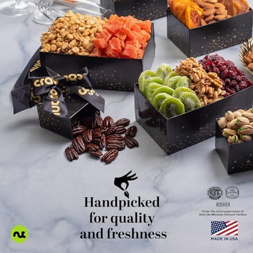 NUT CRAVINGS - Dried Fruits & Nuts Tower Gift Basket (12 Assortments)