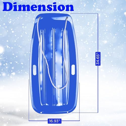 Slippery Racer Downhill Sprinter Flexible Kids Toddler Plastic Cold-Resistant Toboggan Snow Sled with Pull Rope and Handles -35 Inch