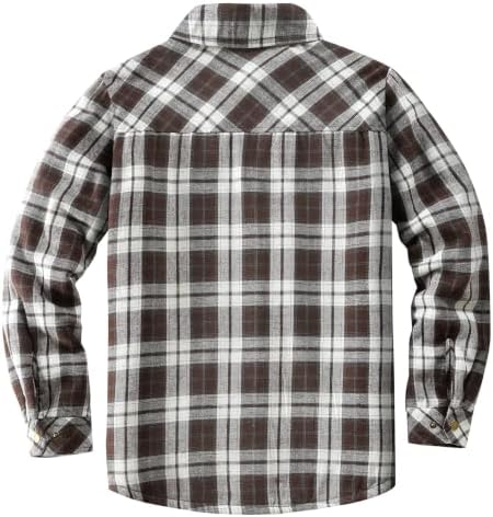 Men's Sherpa Cotton Flannel Shirt Jacket Plaid Button Coat Pocket