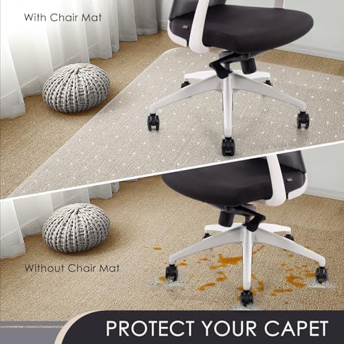 Kuyal Office Chair Mat for Carpet, Clear Heavy Duty Computer Chair Mat,