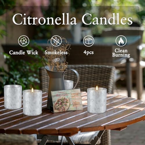 4Pack Citronella Candles Outdoor Indoor, 4oz Silver Canned Candle