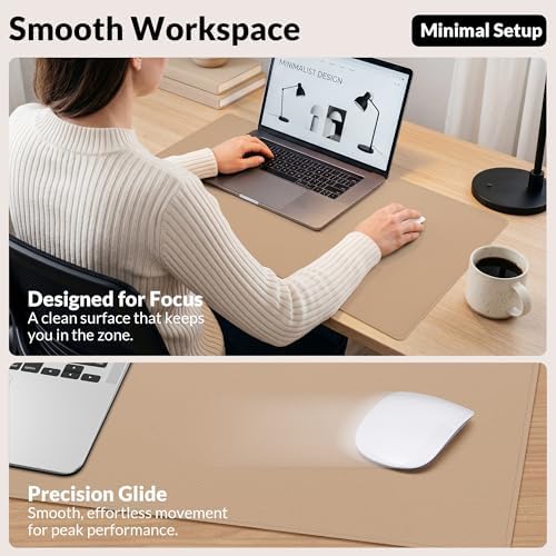 AFIING Cork Desk Mat, Dark Apricot, 35.4" x 17", Desk Pad Protector