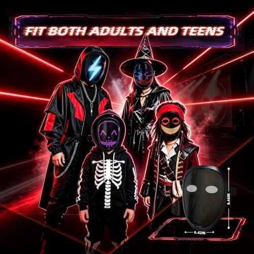JDBMAOYE LED Mask with Bluetooth App Controlled,Customizable Light up Mask