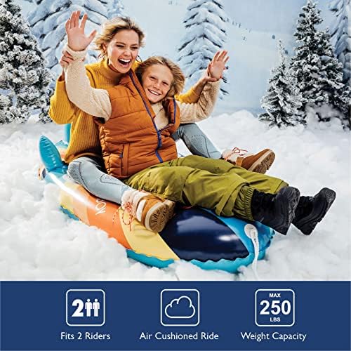 FUNBOY Winter Kids Inflatable Snow Sled, Rocket Groovy