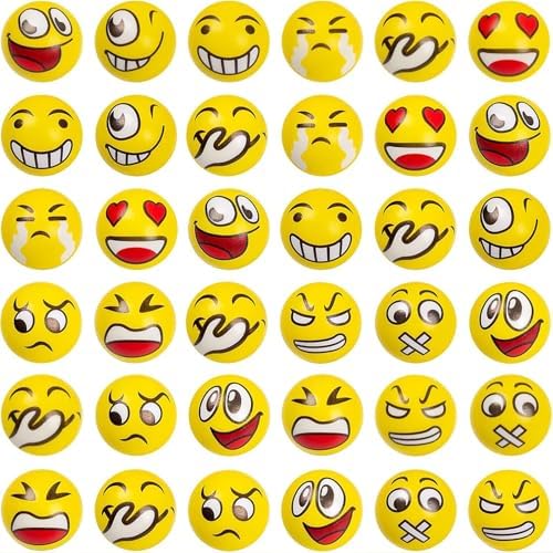 LOVESTOWN 36 PCS Stress Balls Bulk for Party Favors, Squeeze Stress Relief