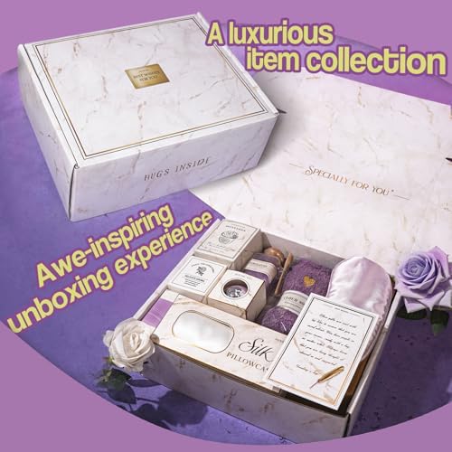 AHAGIFTREE Gift Baskets For Women,12PC Birthday Gifts,Mother's Day Thinking Of you Gifts for Women,Care Package,Grief,Sympathy,thank you,Condolences (Purple)