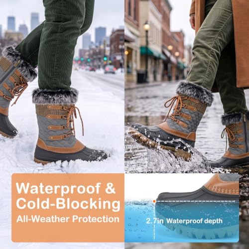 STQ Womens Winter Snow Boots, Waterproof Insulated Mid-Calf Duck Boots