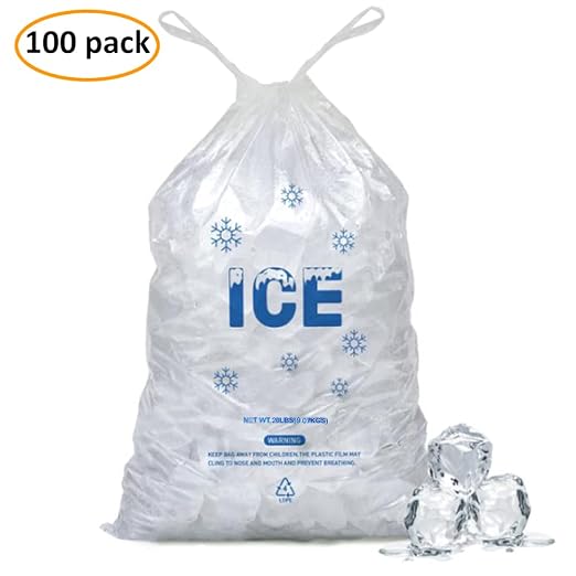 100 PACK 20 lb. Plastic Drawstring Ice Bags 14 x 28 Inch Heavy-Duty Ice Bags with Plastic Draw String (2.8mil Thickness) | Ice Bags with Plastic Draw String (2.8mil Thickness)