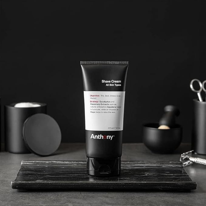 Anthony Shaving Cream Mens Sensitive Skin: Squalane, Eucalyptus, Spearmint and Rosemary Extracts, Help Soothe, Refresh, Cool, and Condition Your Skin for Shave 6 Fl Oz 3 Pack
