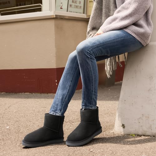 DREAM PAIRS Women's Genuine Suede Winter Mini Snow Boots