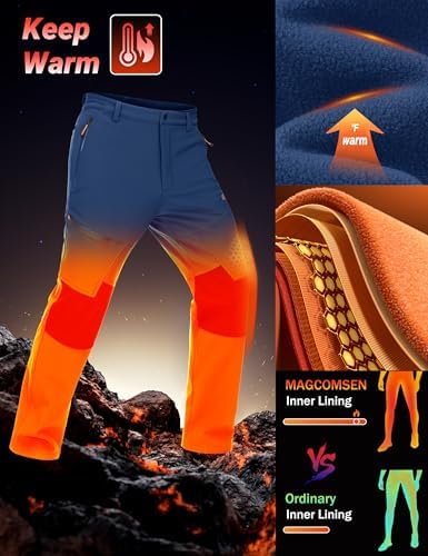 MAGCOMSEN Men's Snow Ski Winter Pants Waterproof Hiking Fleece Lined Pants