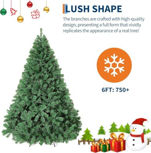 GarveeHome 6ft Prelit Artificial Christmas Tree, Hinged Branches & 800 Tips