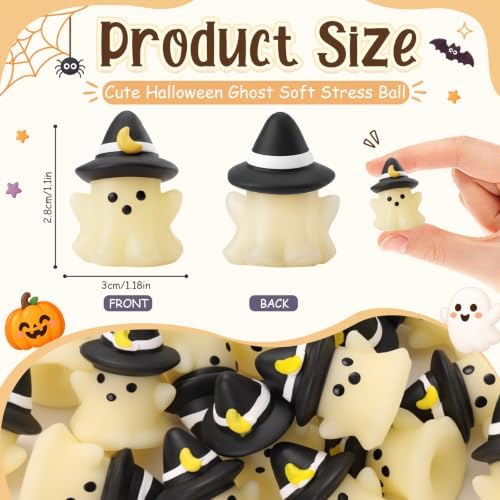 Thenshop 20 Pcs Halloween Mini Ghost with Hat Ball Halloween Party Favors