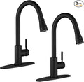 WEWE Kitchen Faucets with Pull Down Sprayer, Black Kitchen Faucet, Commercial Single Handle Design with Perfect Arc with Hoses for Rv Kitchen Bar (2 Pack)