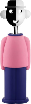 Alessi AM23 PAZ - Alessandro M. Corkscrew in thermoplastic resin, pink and blue and chrome plated zamak.