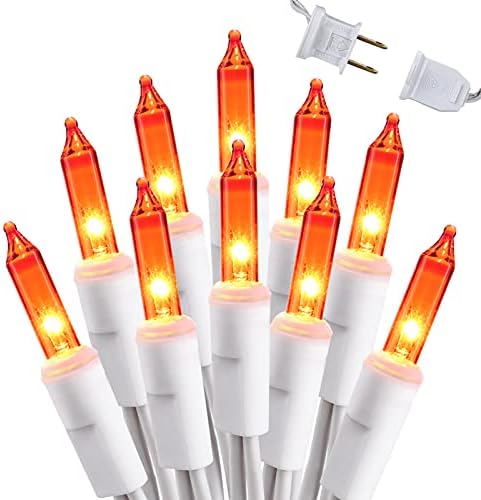 Brizled Halloween Lights Outdoor, Orange Lights 300 Count, 69.6ft, Likable