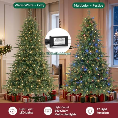 SHareconn 6ft Prelit Artificial Fir Christmas Tree with Dual Color Lights