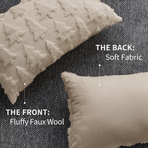 DFXSZ Christmas Tree Pillow Covers 12x20 Set of 2 Christmas Decor Beige