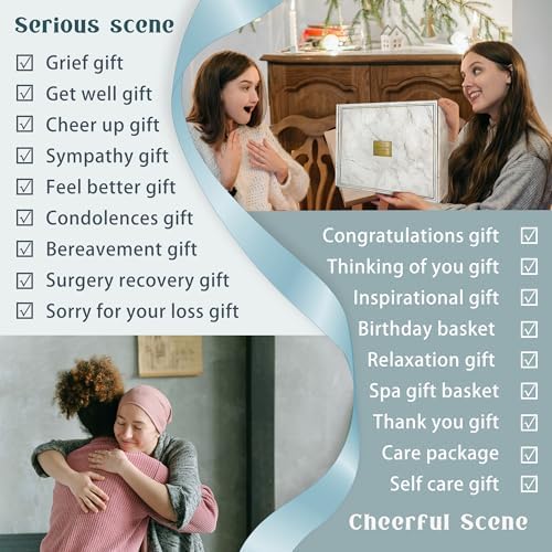 AHAGIFTREE Gift Basket for Women, Birthday Gifts Get Well Soon Gift Baskets For Women,12PC Get Well Gifts After Surgery,Care Package,Grief,Sympathy Gifts (cerulean)