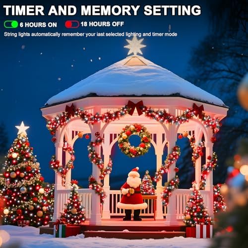 393 FT 1000 LED String Lights Outdoor Indoor, Christams String Lights Waterproof 8 Modes & Timer, Fairy Lights Plug in for Bedroom, Weeding, Patio, Party, Holiday,Christmas Decor (Red+White)