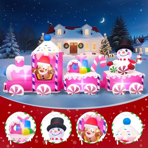 Kalolary 11FT Long Christmas Inflatable Train Outdoor Decoration