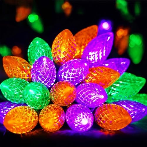 2 Pack C9 Halloween String Lights Plug in 66 FT 100 LED Orange Purple Green