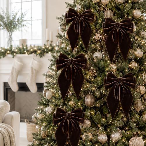 Large Christmas Bows, Velvet Bows for Xmas Tree Topper Garland Wreath Decor