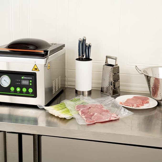 Restaurantware Fresh Hero 12 x 12 Inch Vacuum Sealer Bags 100 Food Storage Bags - 3 mil Thick Microwavable Clear Plastic Sous Vide Bags Freezable For Storing Food Or Sous Vide Cooking