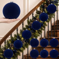 Hollowfly 6 pcs 6 Inch Navy Blue Large Velvet Christmas Balls Ornaments