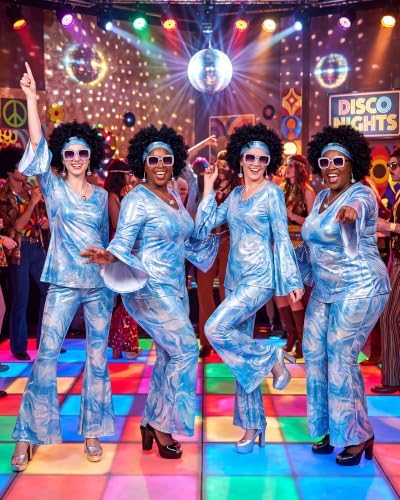 Jexine 70s Disco Outfit Women Sequin Sparkly Costume