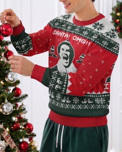34HD Ugly Xmas Sweater–Funny Knit Christmas Sweater for Women & Men 2025, Long Sleeve Crewneck Holiday Pullover, Unisex Gift
