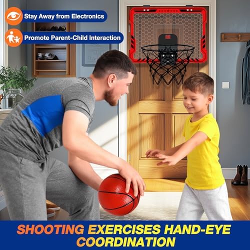 ropoda Indoor Basketball Hoop with Scoreboard & 7 LED Lighting, Mini Hoop