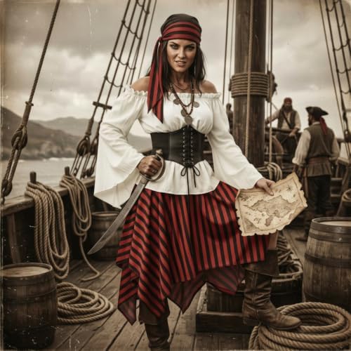 Shihanee Women Pirate Costume Outfits Renaissance Halloween