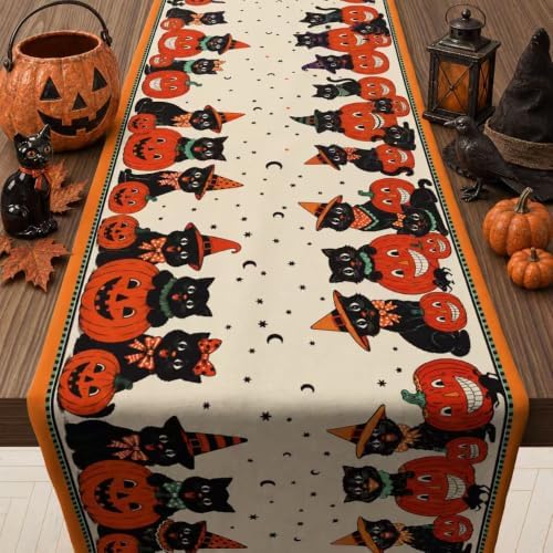 Halloween Decorations - Retro Halloween Table Runner for Home Party Decor