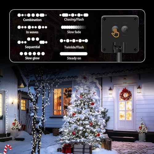 SyouHome Solar String Lights Outdoor, 2 Pack 200 LED Solar Christmas Lights