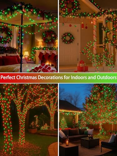 2 Pack 200 LED Christmas Lights 13 Modes Extendable Christmas Tree Lights