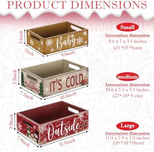 3 Pcs Christmas Wooden Crate with Words Baby Its Cold Outside