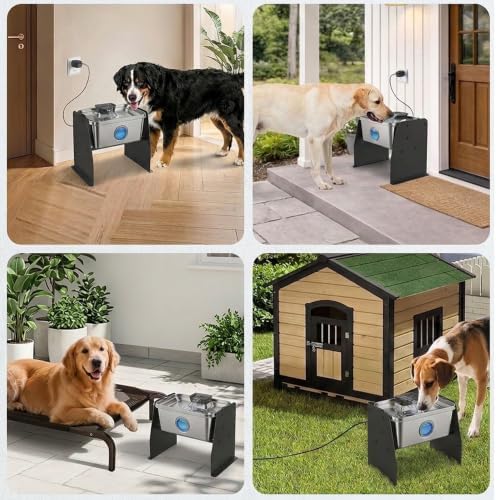PETTEN Elevated Stainless Steel Dog Water Fountain Indoor 12L/3Gal